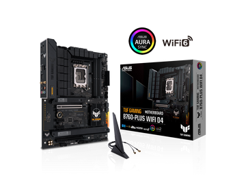 ASUS TUF GAMING B760-PLUS WIFI D4 Intel B760 (13th and 12th Gen) LGA 1700 ATX motherboard with PCIe 5.0, three PCIe 4.0 M.2 slots, DDR4, Realtek 2.5Gb Ethernet, DisplayPort, HDMI, SATA 6 Gbps, USB 3.2 Gen 2x2 Type-C