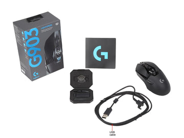 Logitech G903 LIGHTSPEED Wireless Gaming Mouse W/ Hero 25K Sensor, PowerPlay Compatible, 140+ Hour with Rechargeable Battery and Lightsync RGB, Ambidextrous, 107G+10G optional, 25,600 DPI, Black